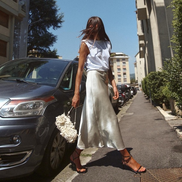 NWT ZARA CONTRASTING SATIN EFFECT DRESS SIZE M - Picture 1 of 13